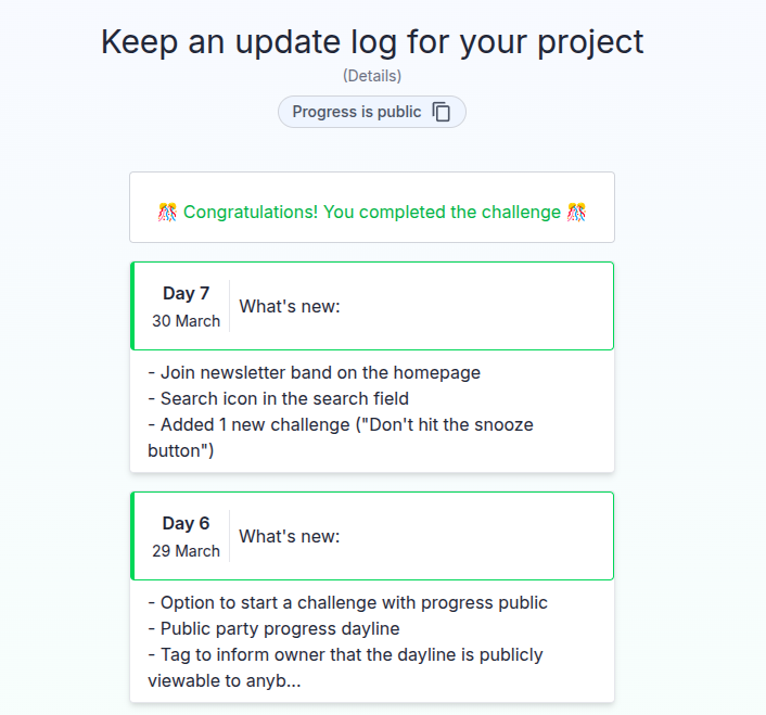 Successful challenge completion